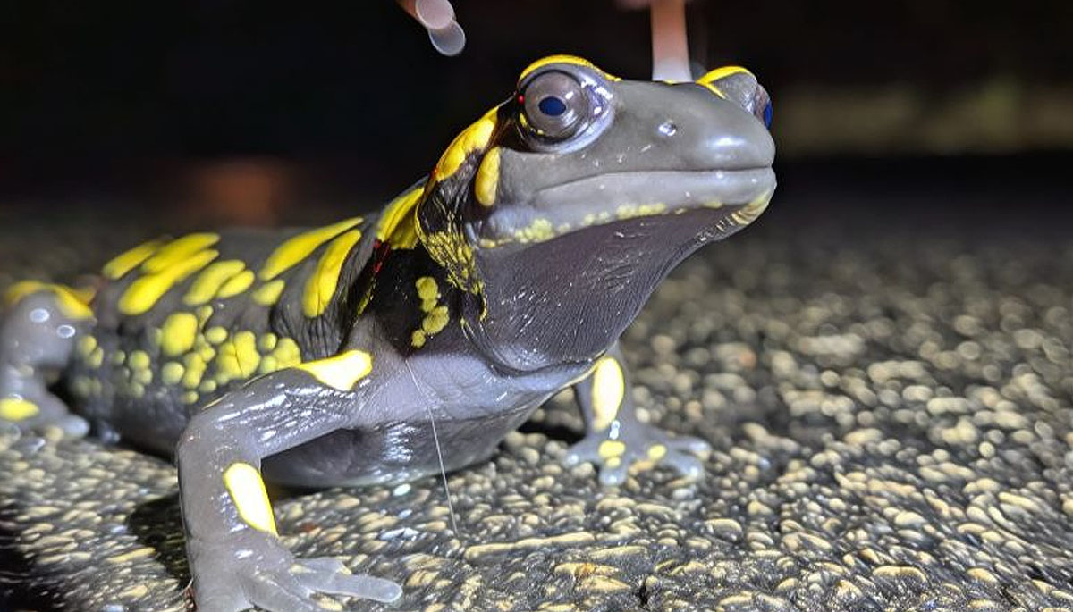 Imagen en primer plano de una salamandra.